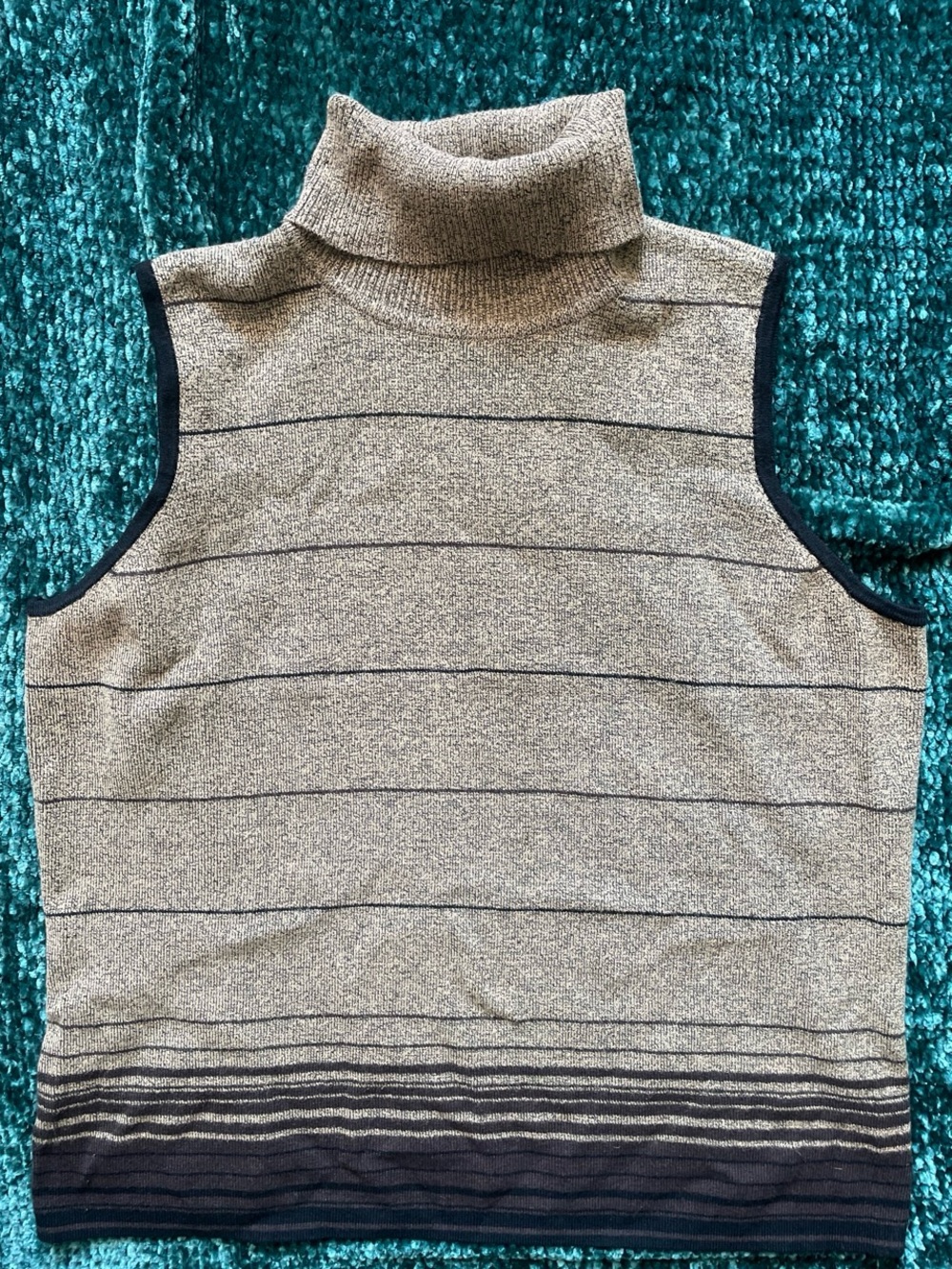 Vintage 90s Turtleneck Sweater Vest Knit Tank Top Size L Fall Cozy Dark Academia